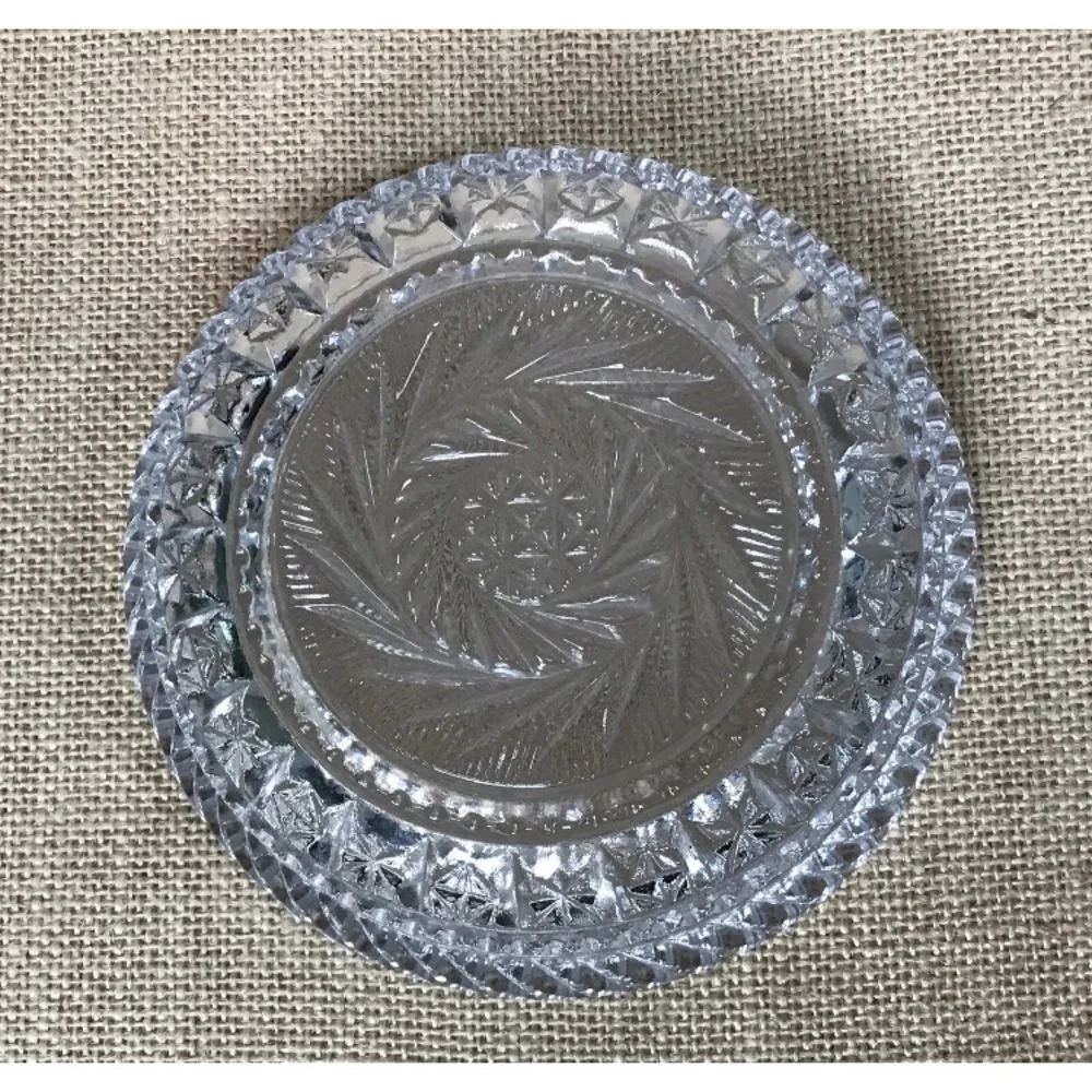 Vintage Fostoria Crystal Whirlwind Round Condiment Dish Fairy Core Elegant